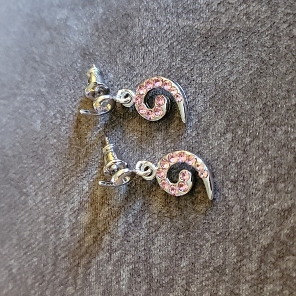 Dainty Pink Crystal Spiral Nebula Atomic Mod Post Earrings - Picture 2 of 6